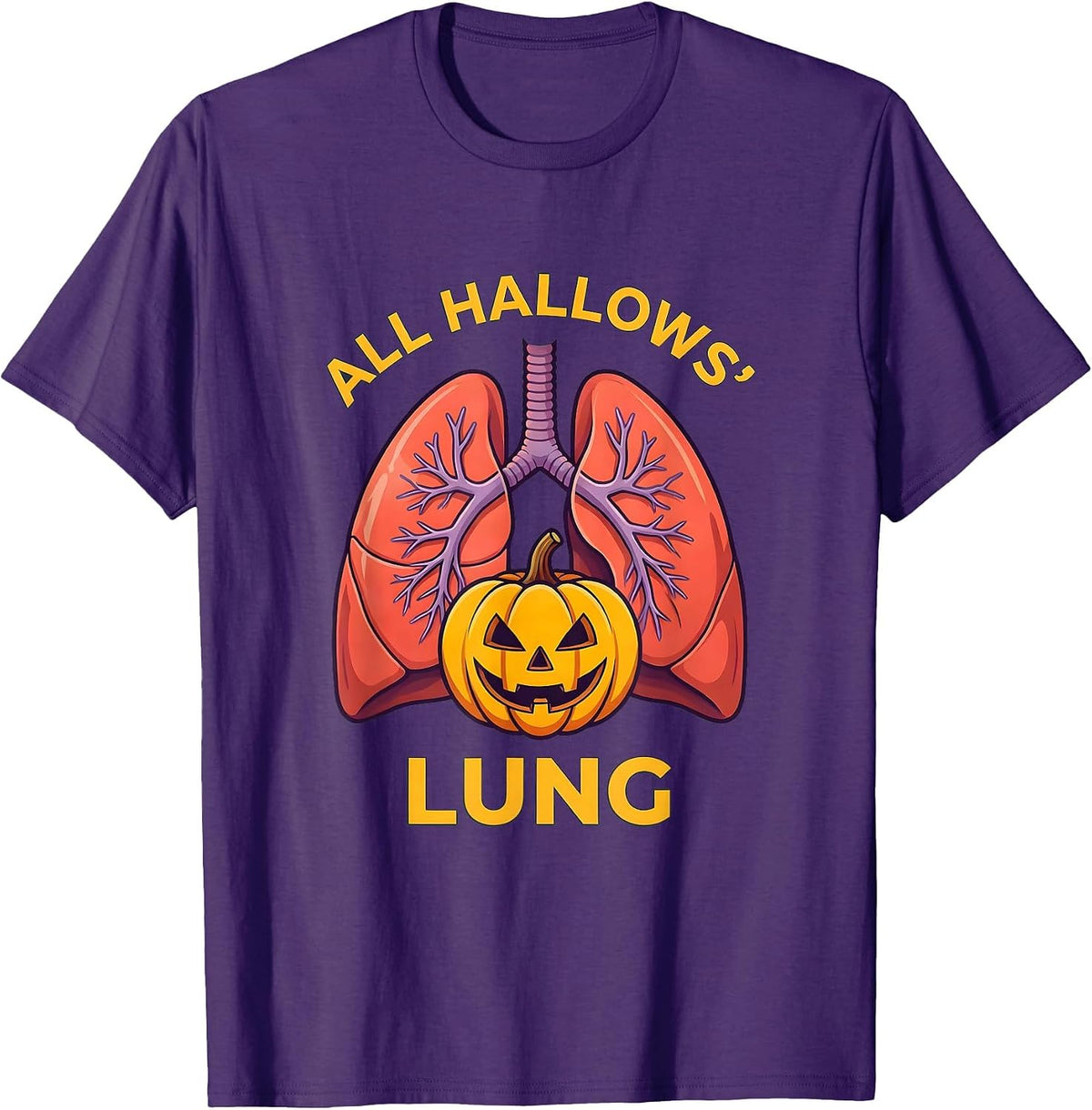 Men's All Hallows Lung Flat Vector Halloween Respiratory Therapist T-Shirt - Purple