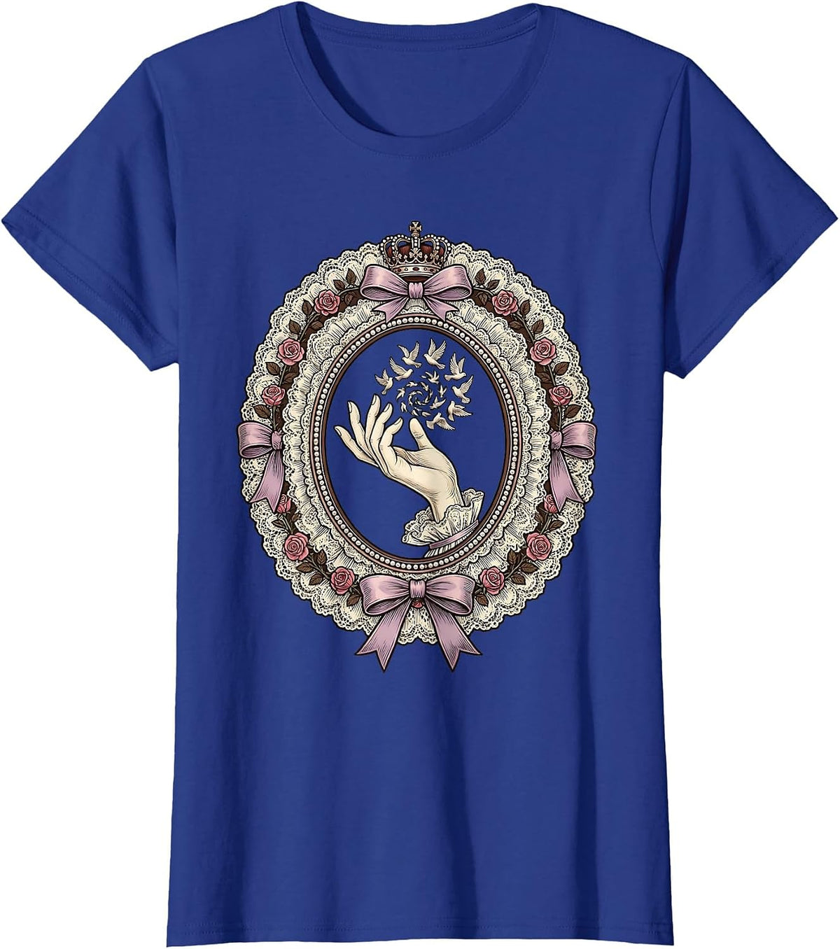 Women's Gigi Elegant Bird Release Graphic Design T-Shirt - Royal Blue