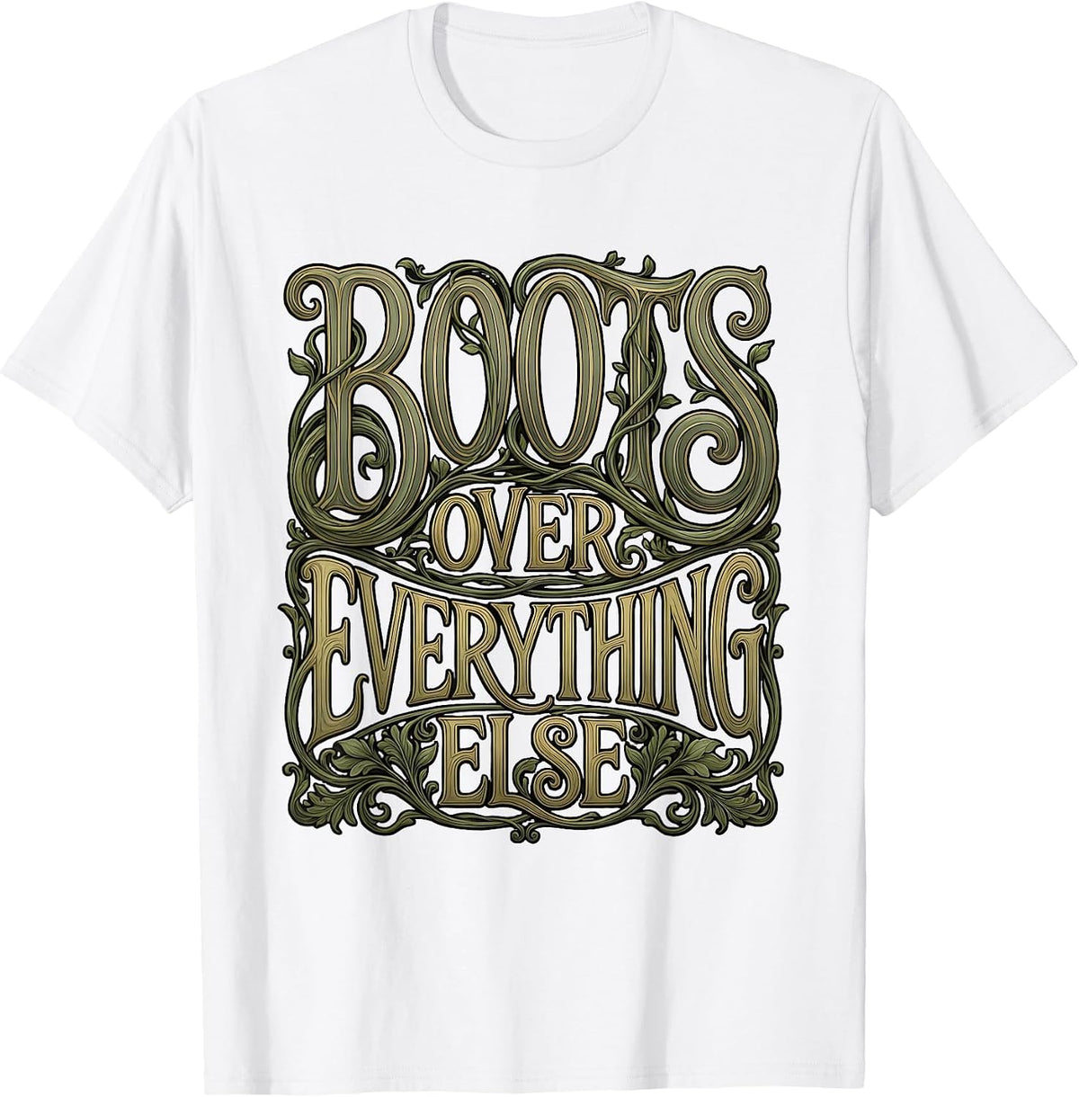 Men's Boots Over Everything Country Life Design T-Shirt - White