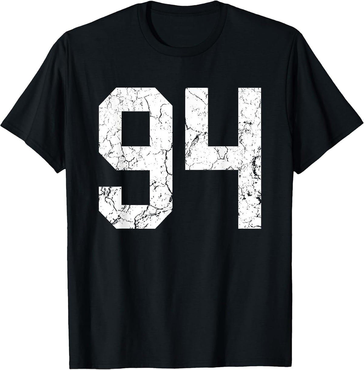 Grunge White Number 94 Jersey Uniform Player Fan T-Shirt - Black