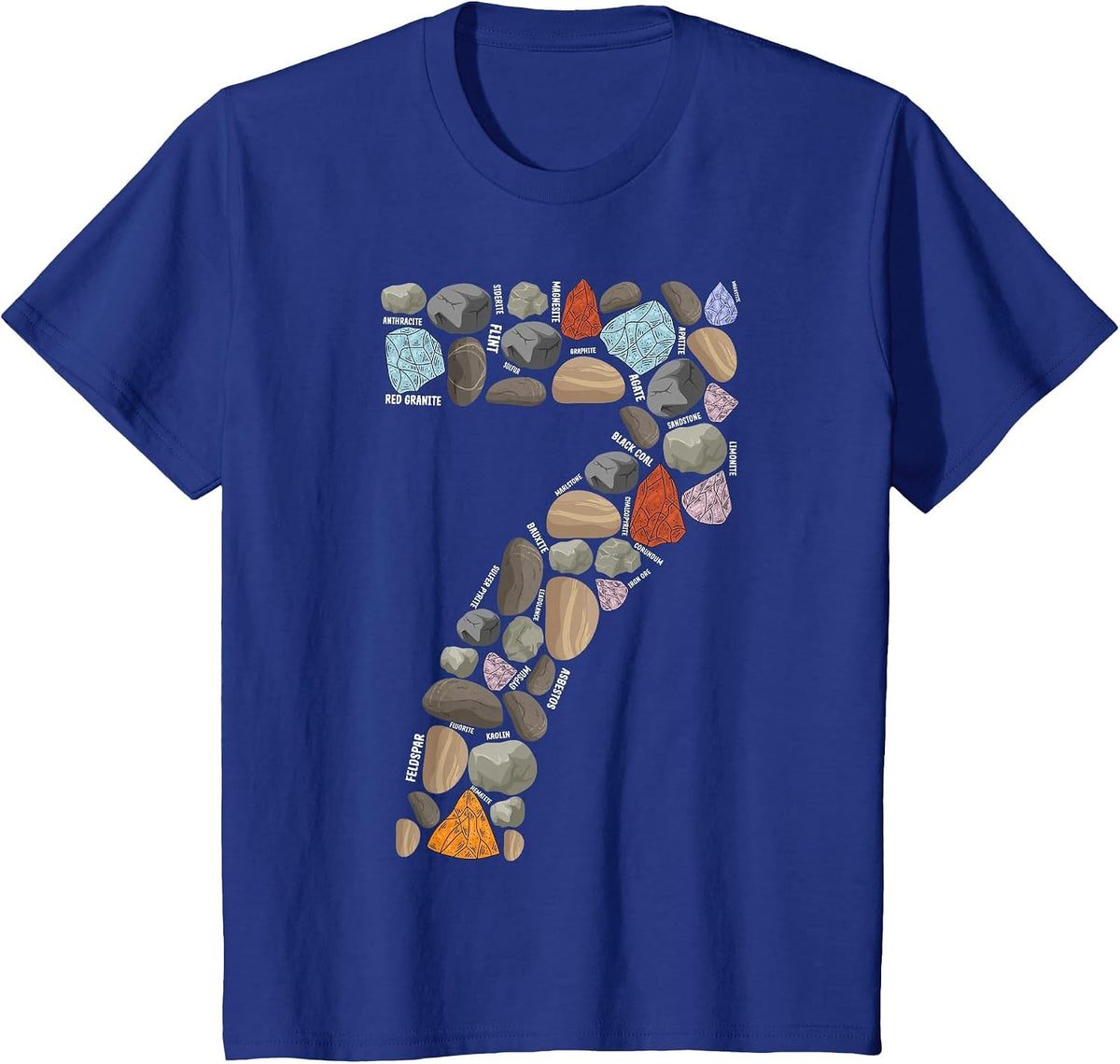 Geology Rocks 7 Years Old 7th Birthday Rock Collecting T-Shirt - Royal Blue
