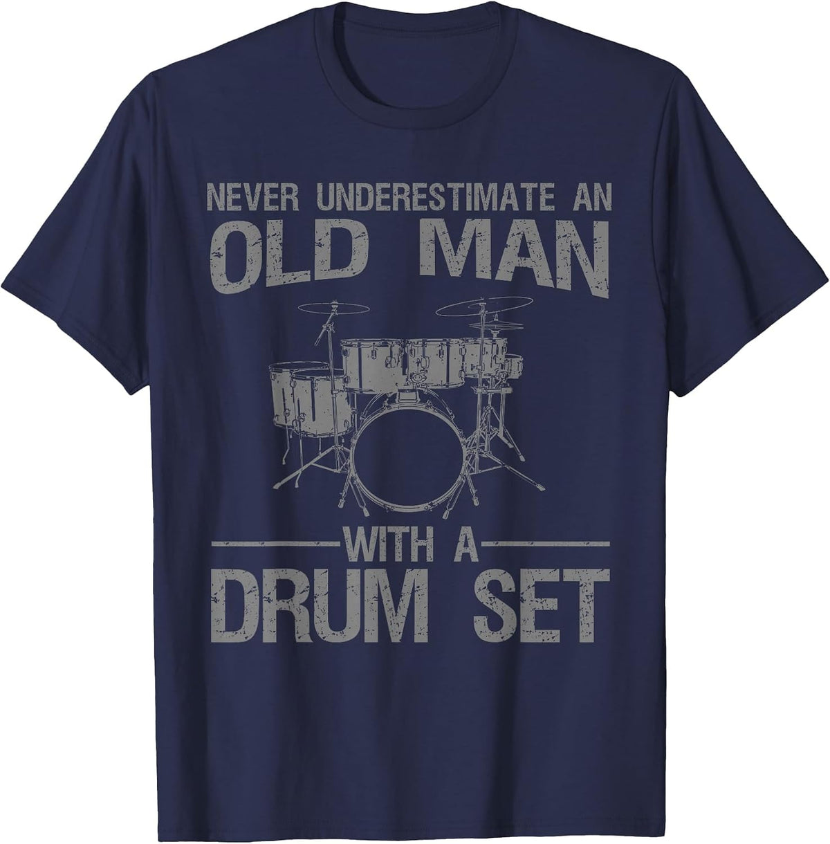 Funny Drummer Art for Grandpa Men Drumline Drumming Drummer T-Shirt - Navy Blue