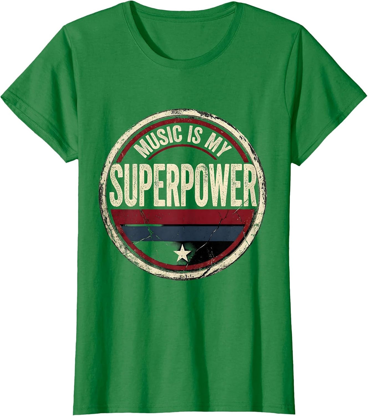 Music Is My Superpower Music Teacher Design T-Shirt - Kelly Green