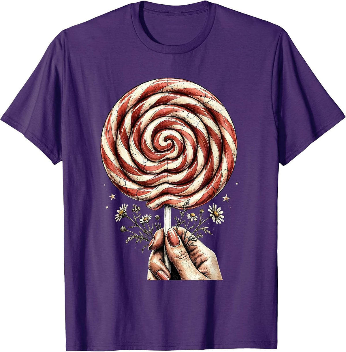 Patriotic Lollipop Girl Red White Blue T-Shirt - Purple