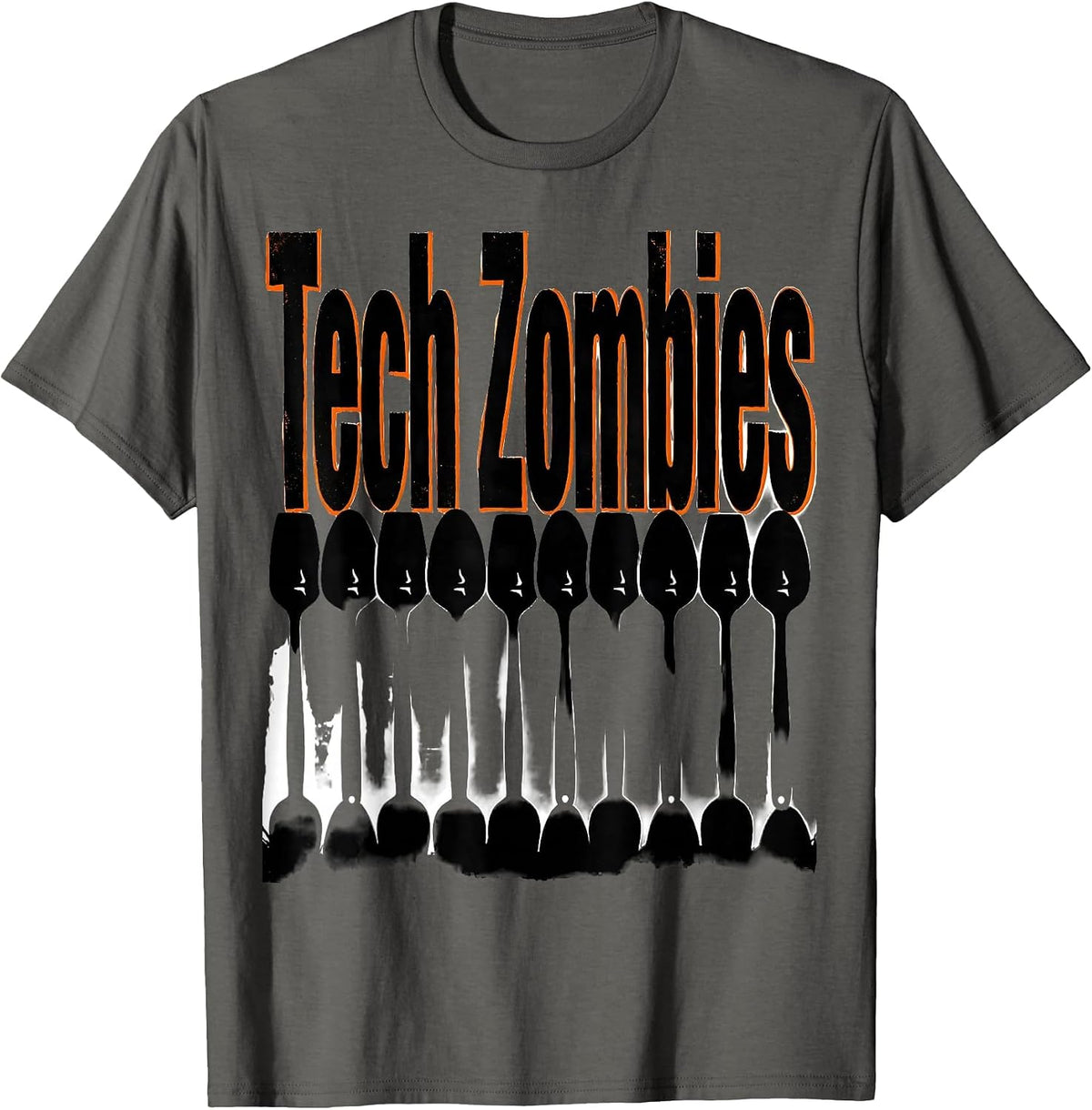 Tech Zombies Funny Pharmacy Halloween Pharmacist Crew T-Shirt - Asphalt Grey