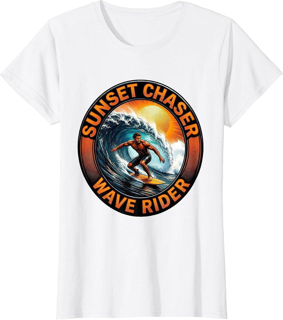 Sunset Chaser Wave Rider Hawaiian Men's Design T-Shirt - White