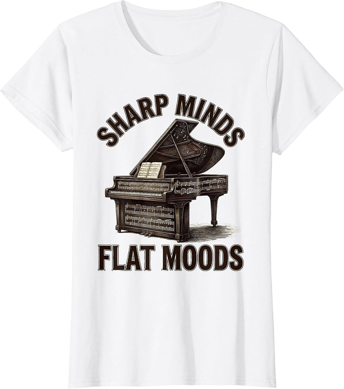 Sharp Minds Flat Moods Music Teacher Design T-Shirt - White