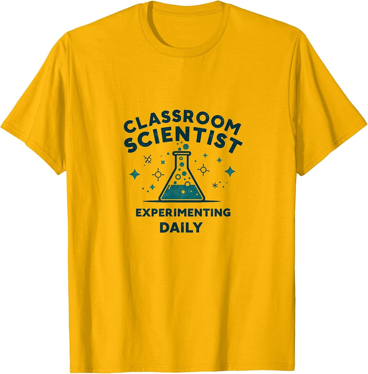 Classroom Scientist Experimenting Daily Teacher T-Shirt - Golden Yellow