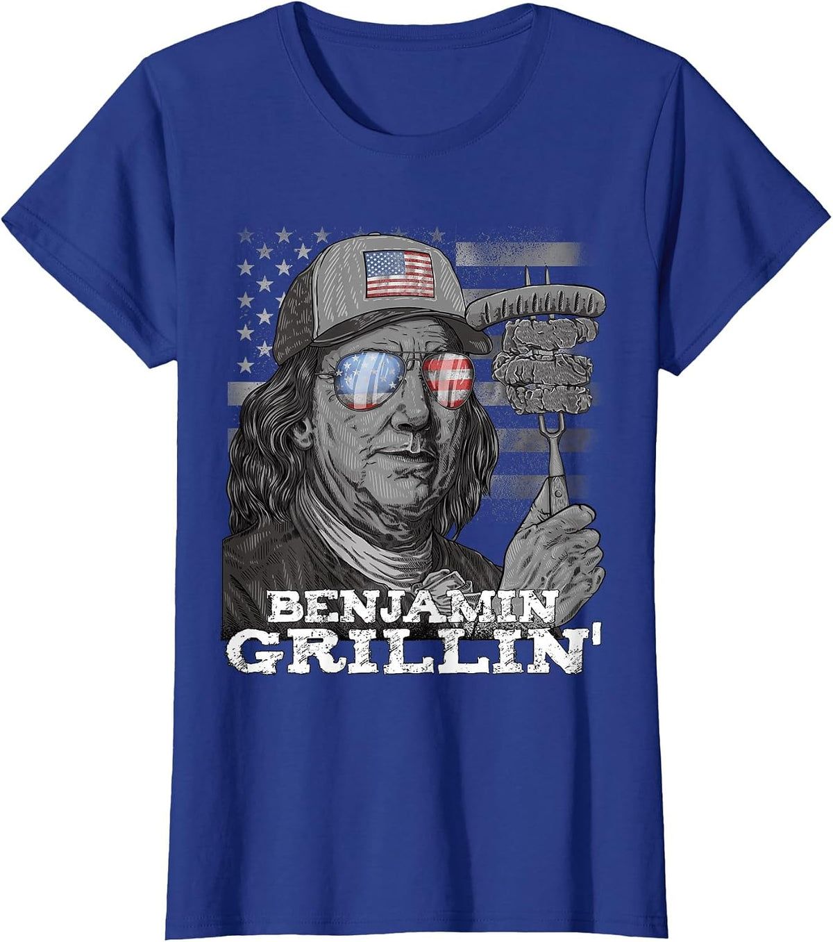 Benjamin Grilling Ben Franklin 4th of July USA BBQ Men T-Shirt - Royal Blue