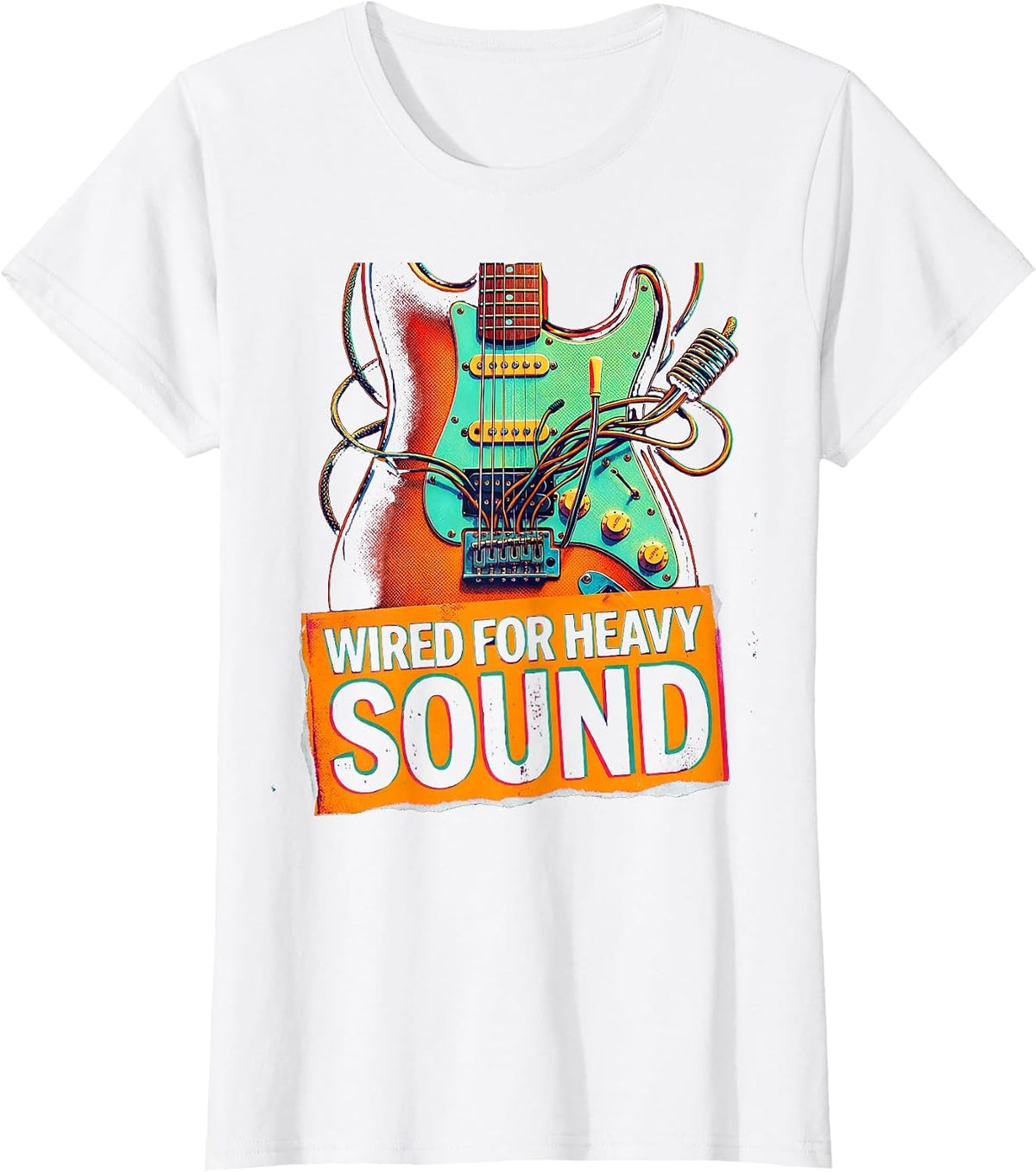 Wired for Heavy Sound Rock Music Design T-Shirt - White