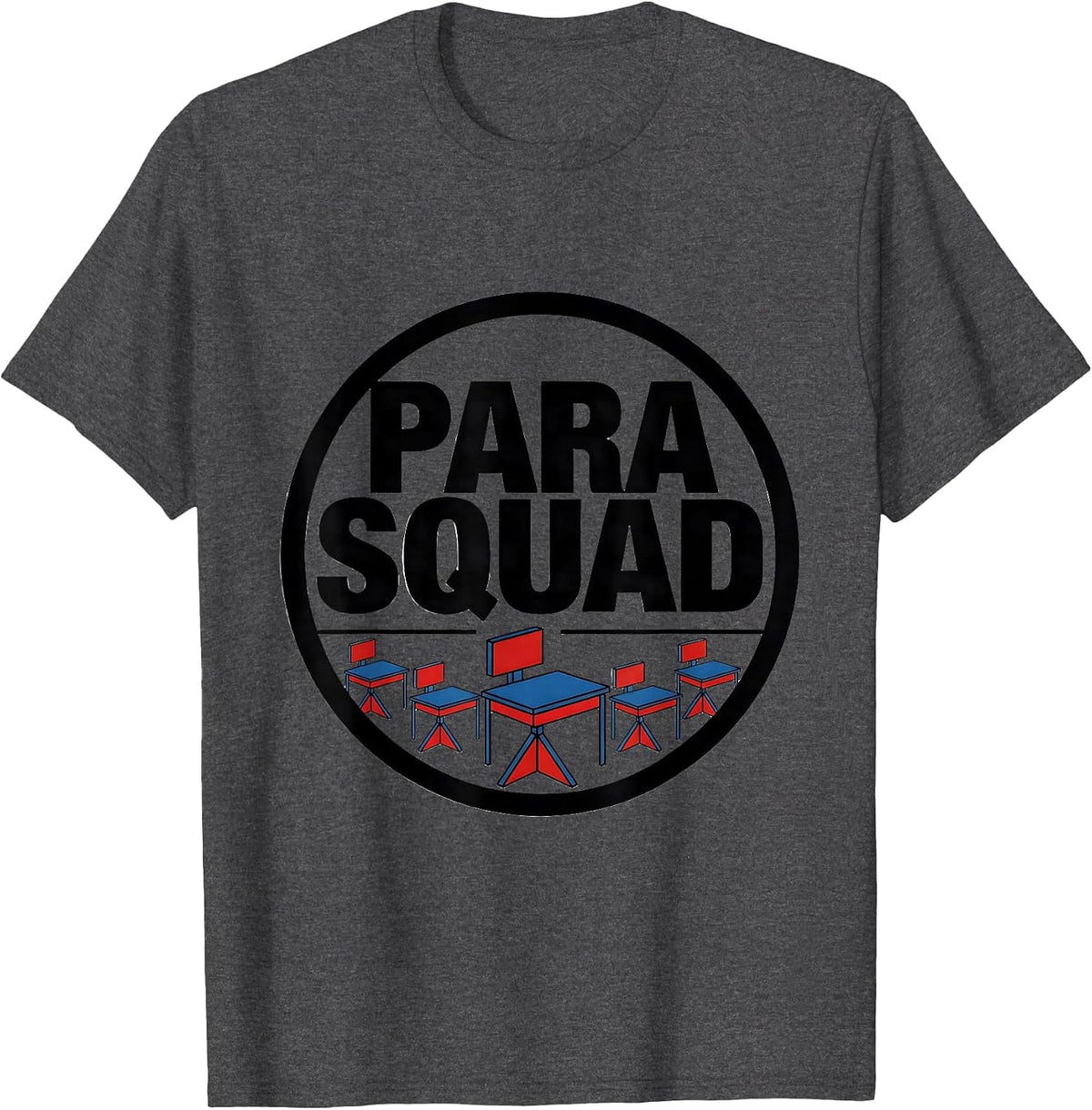 Men's Para Squad Bauhaus Modernist Teacher Appreciation Back T-Shirt - Dark Heather Grey