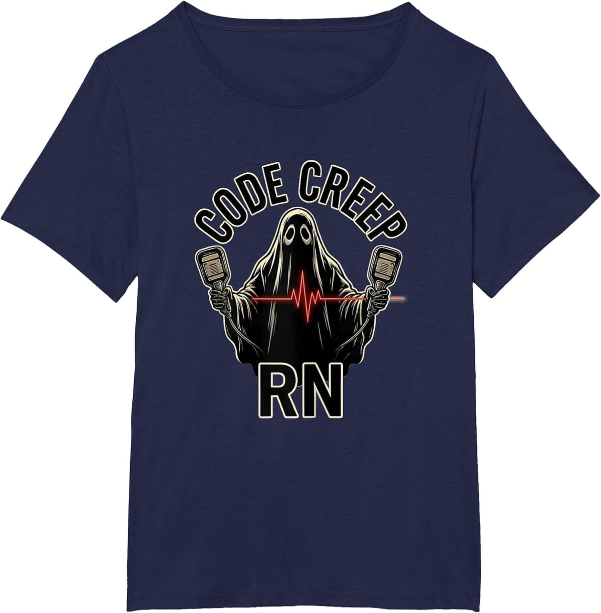 Women's Code Creep RN Funny Halloween Nurse Medical Humor T-Shirt - Navy Blue