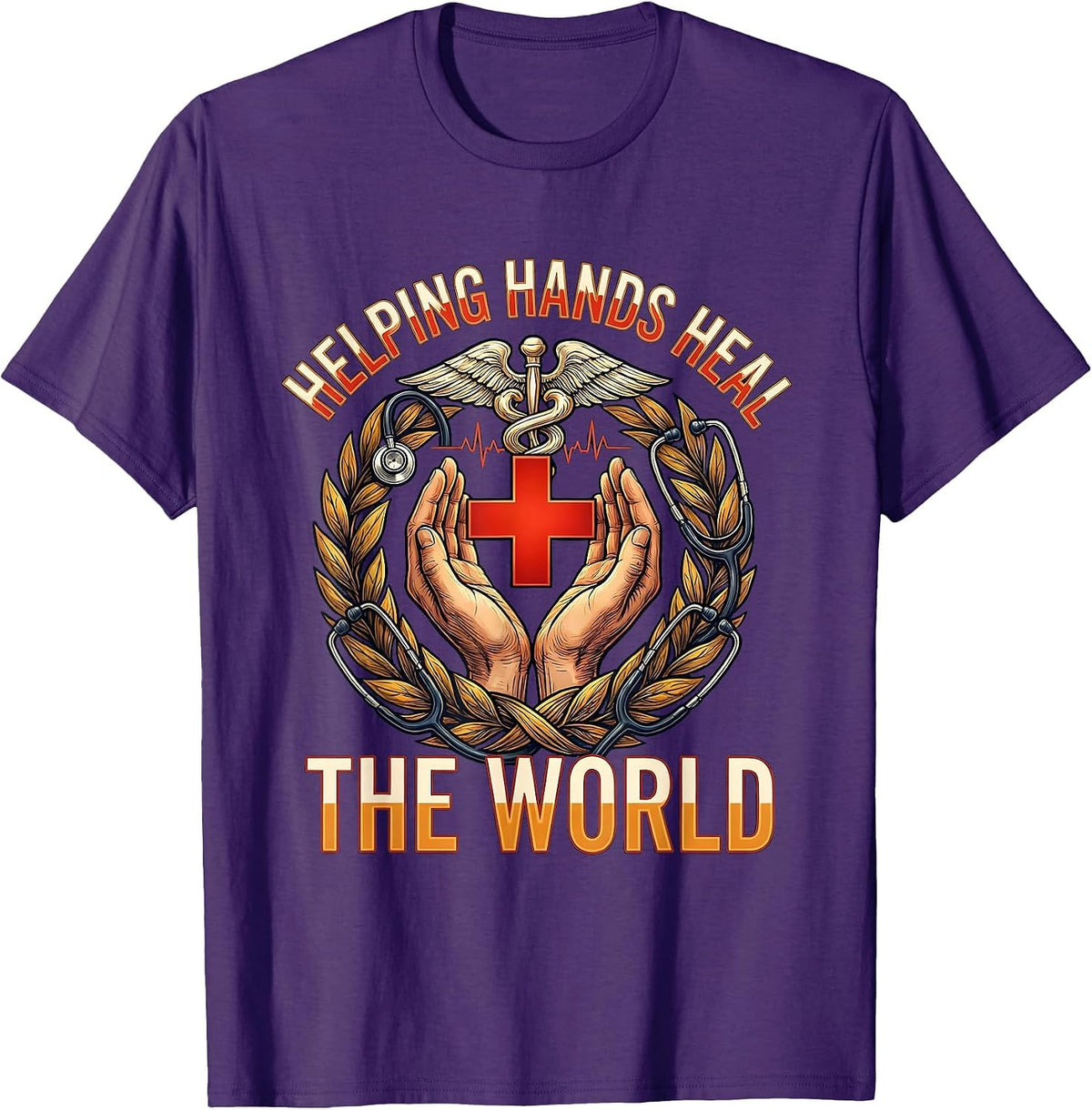 Helping Hands Heal The World Labor Day Design T-Shirt - Purple