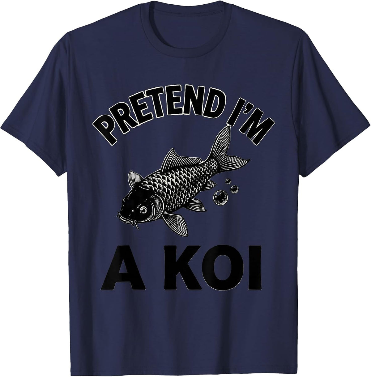 Men's Pretend I'm A Koi Funny Halloween Fish Costume Novelty T-Shirt - Navy Blue