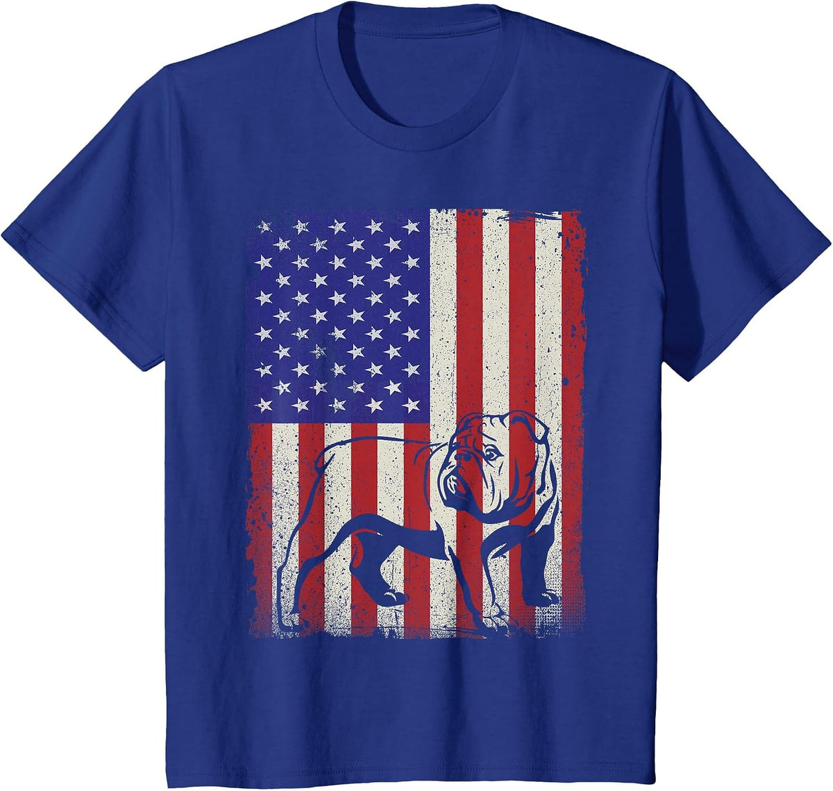 American Flag Best English Bulldog Dad Ever Tee Dog Dad T-Shirt - Royal Blue