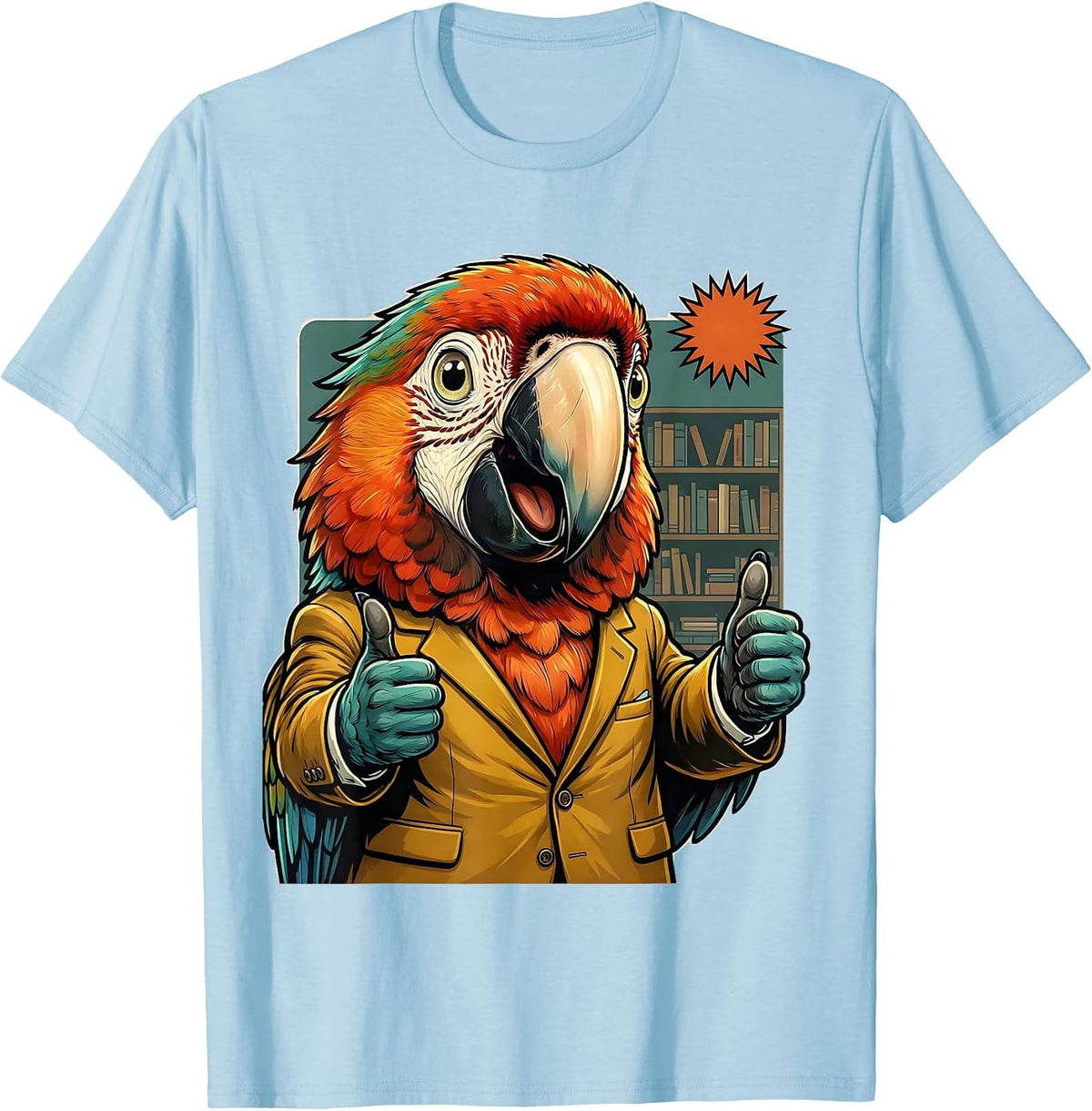 Men's Funny Parrot Zoom Meeting Background Graphic T-Shirt - Baby Blue