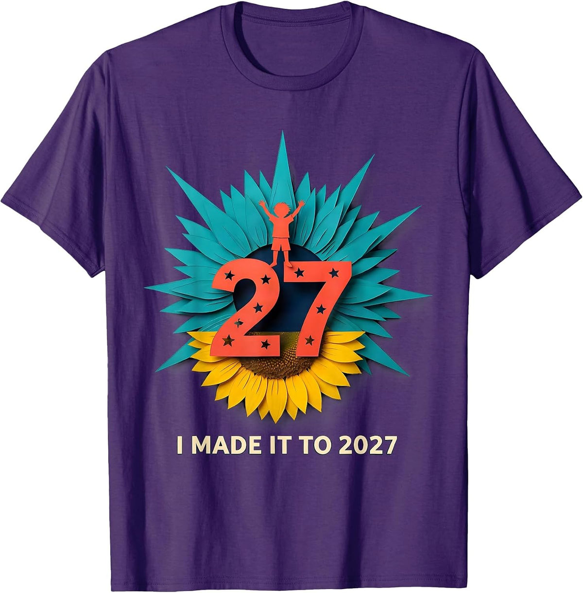 Men's I Made It To 2027 Paper Cutout Family Matching New Year 2026 T-Shirt - Purple