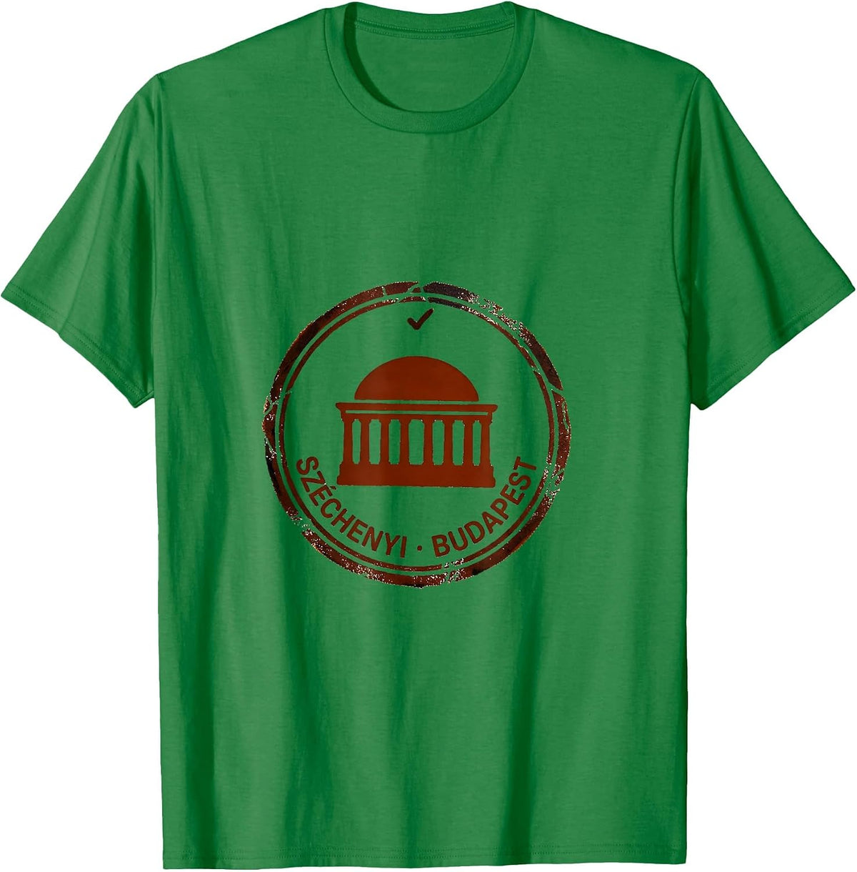 Men's SZÉCHENYI · BUDAPEST Rubber Stamp Souvenir Heritage Gift T-Shirt - Kelly Green