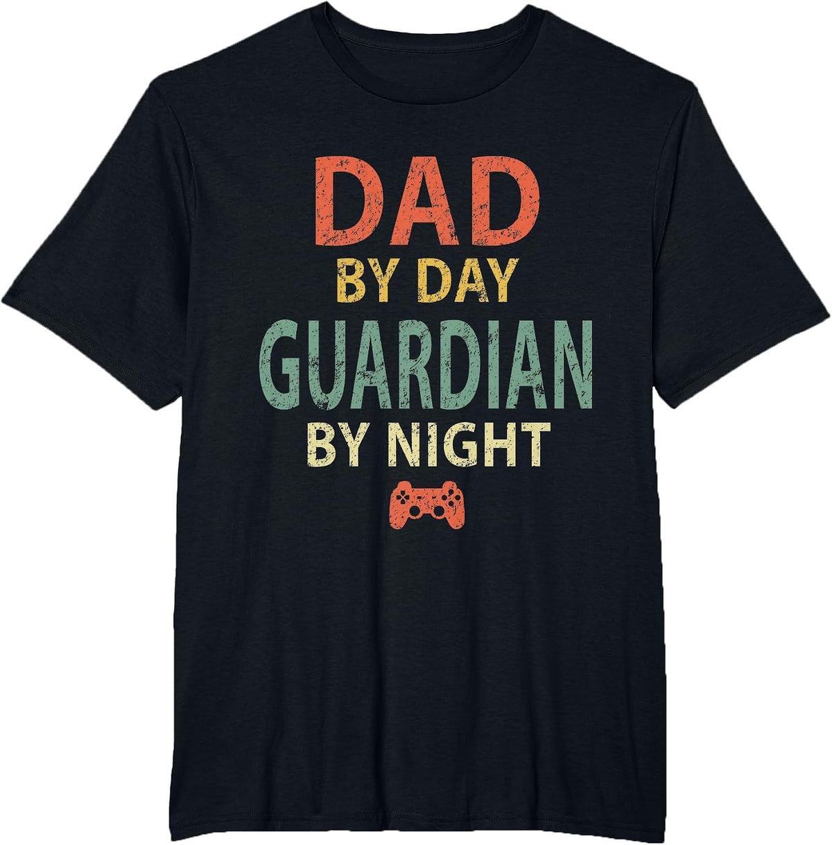 Gamer Dad Shirt. Dad by Day Guardian By Night Gaming T-Shirt - Black
