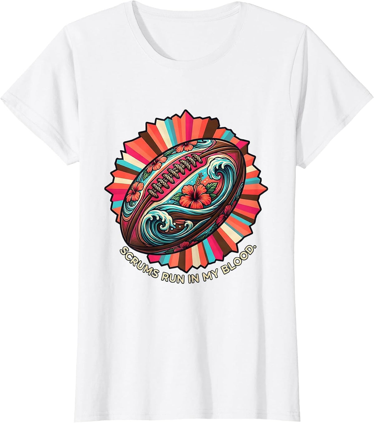 Scrums Run In My Blood Rugby Graphic Design T-Shirt - White