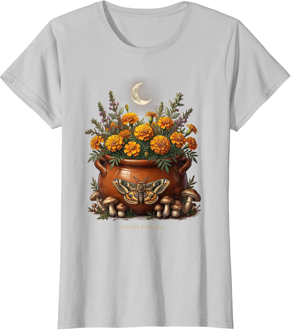 Blessed By Abuela Mexican Heritage Design T-Shirt - Silver Grey