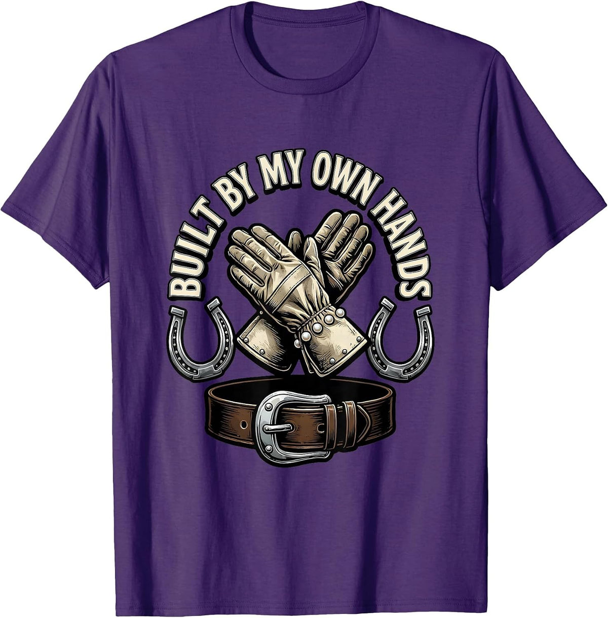 Built By My Own Hands Blue Collar Pride Design T-Shirt - Purple