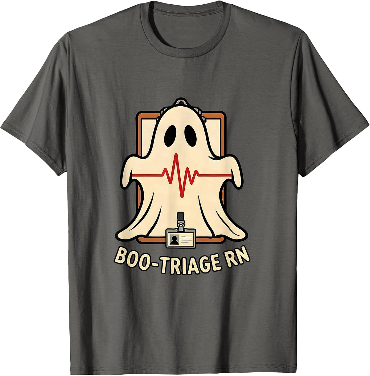 Men's Boo-Triage RN Funny Halloween Nurse Medical Humor T-Shirt - Asphalt Grey