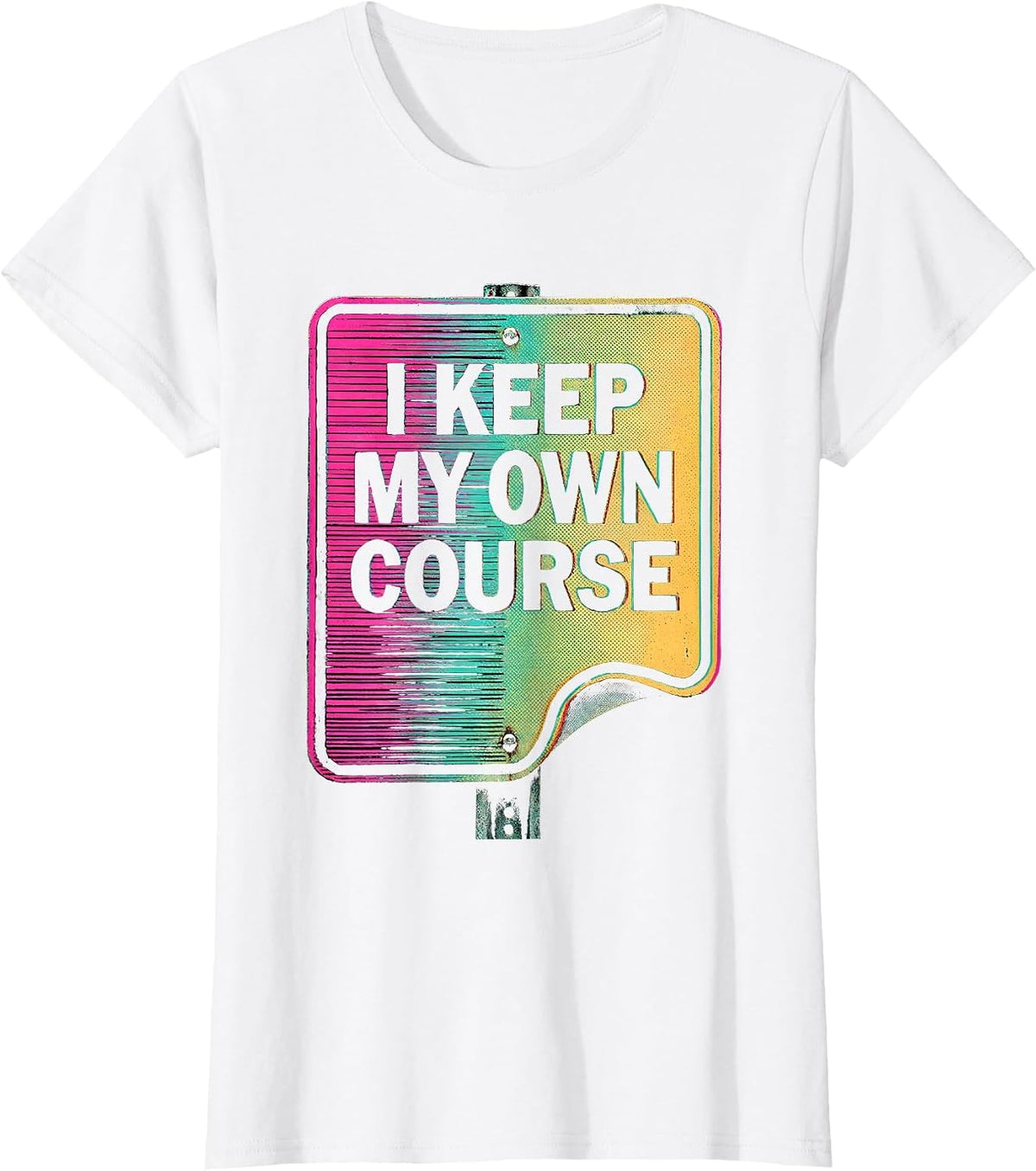 I Keep My Own Course Risograph Streetwear Hustle Graphic T-Shirt - White