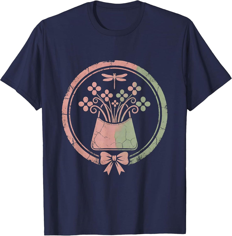Chic Floral Handbag Graphic Tee - Gigi Design T-Shirt - Navy Blue