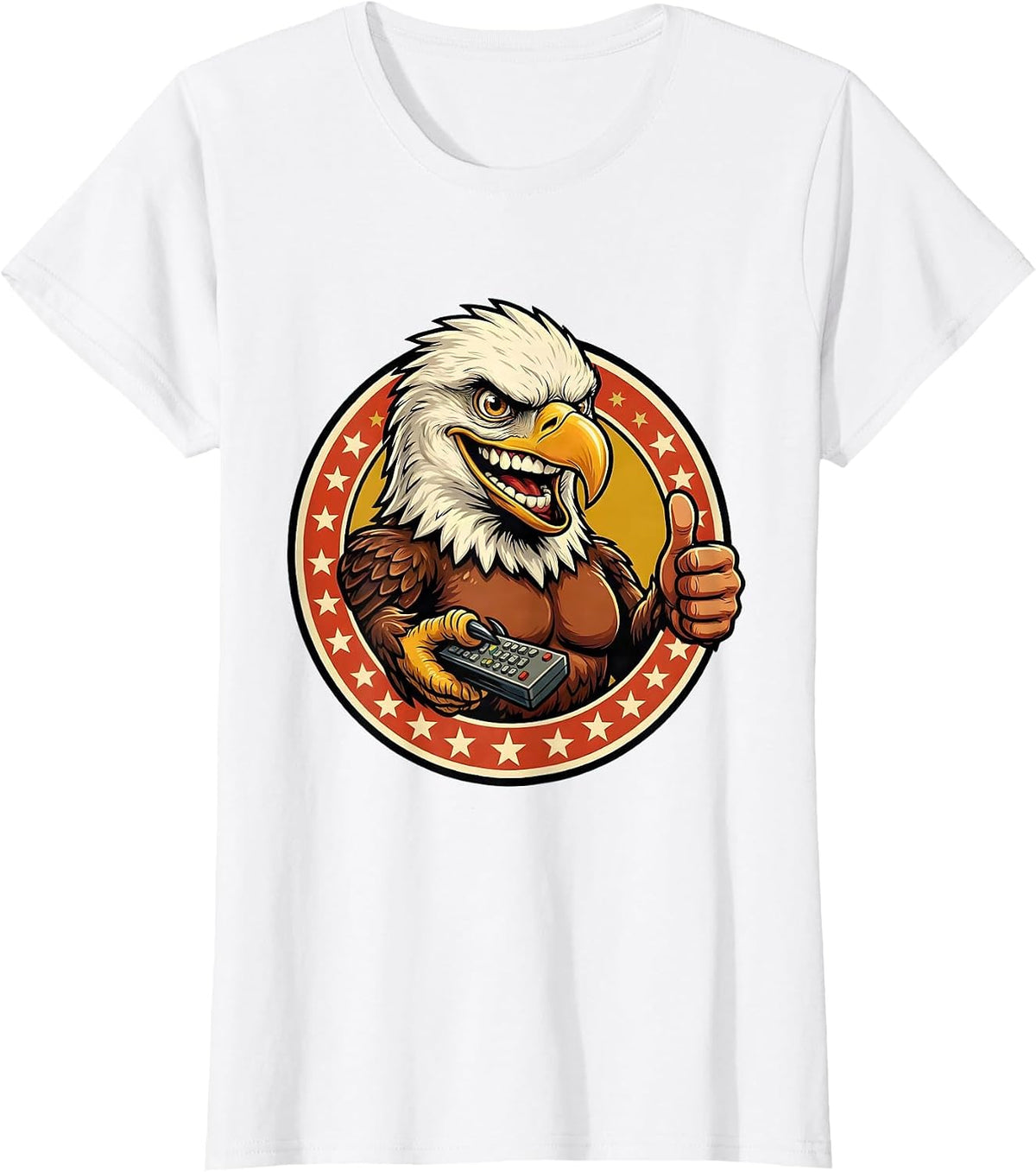 Bald Eagle TV Remote Funny Patriotic Design T-Shirt - White