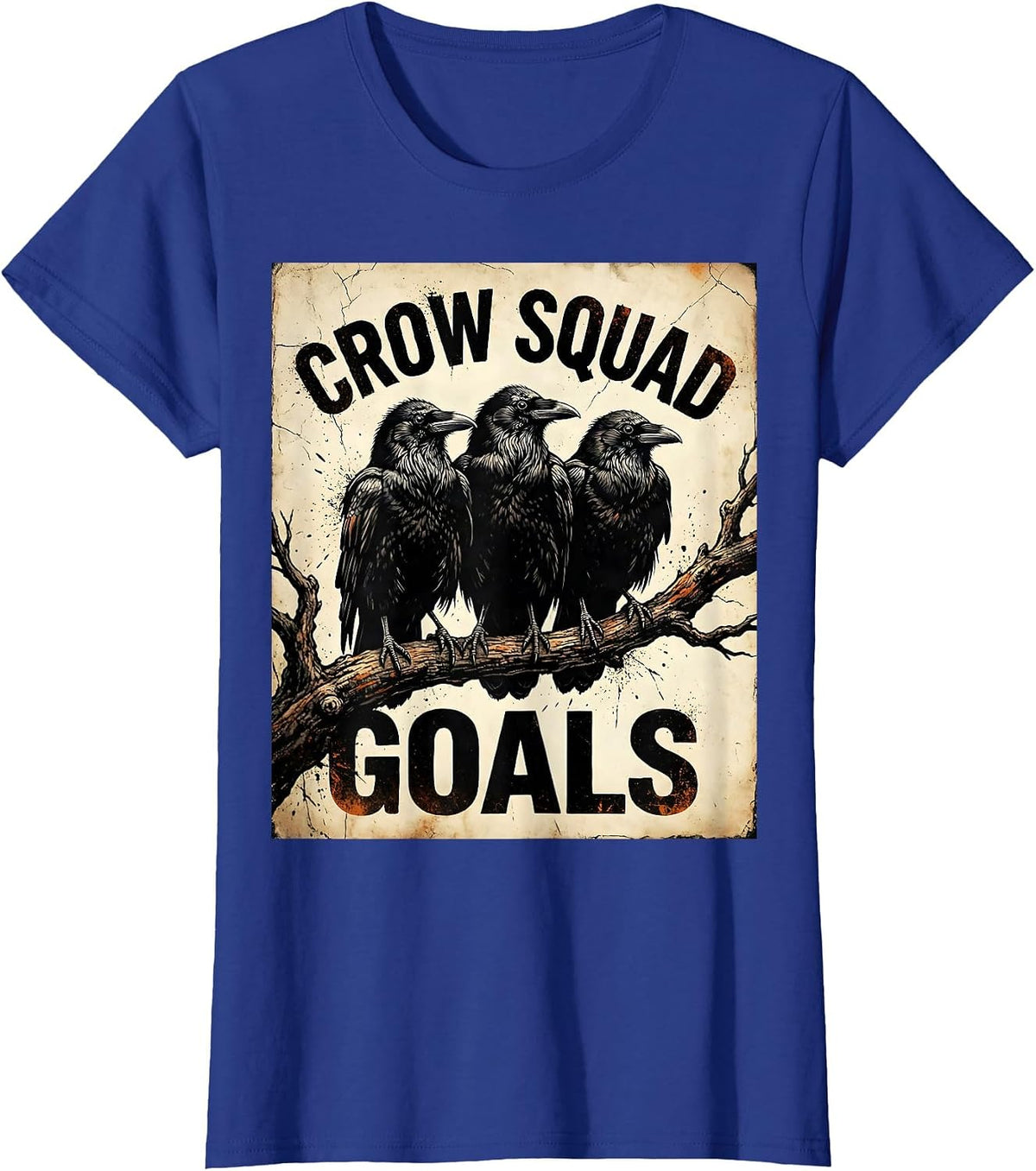 Women's Crow Squad Goals Bird Gang Design T-Shirt - Royal Blue