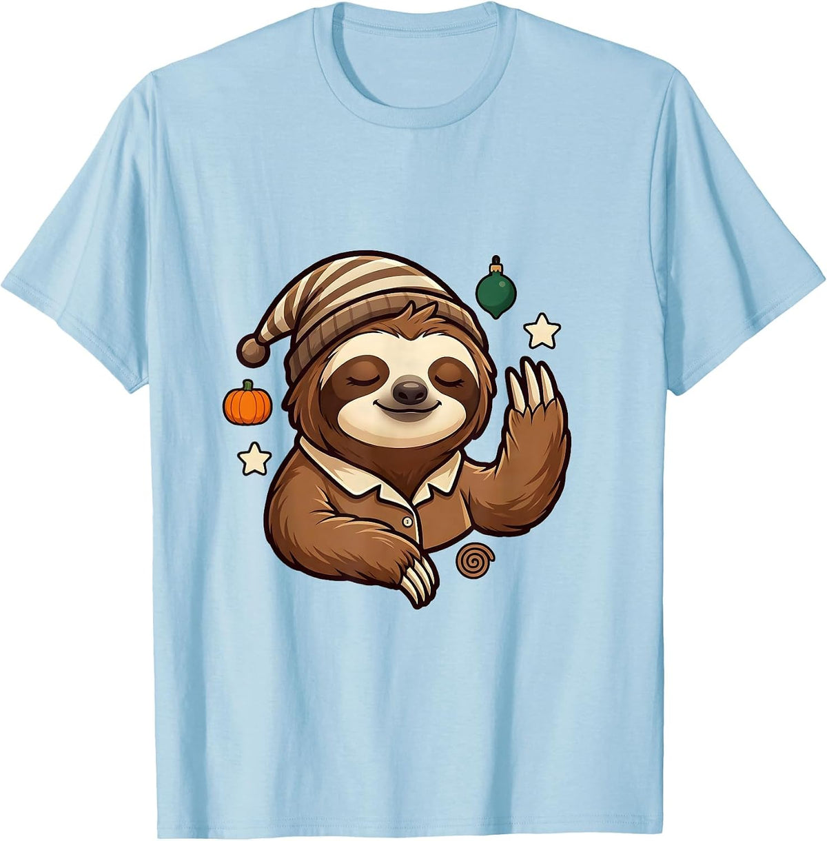 Men's Sloth Pajama Mascot Sleepwear Humor Novelty T-Shirt - Baby Blue