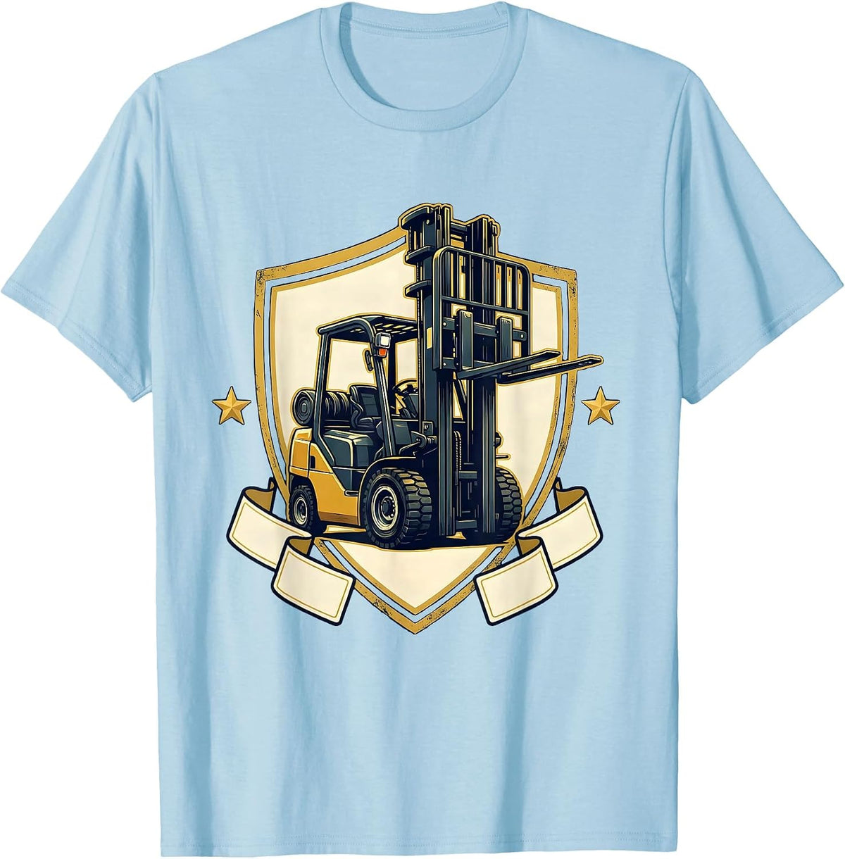 Men's Forklift Operator Emblem Humor Gift T-Shirt - Baby Blue
