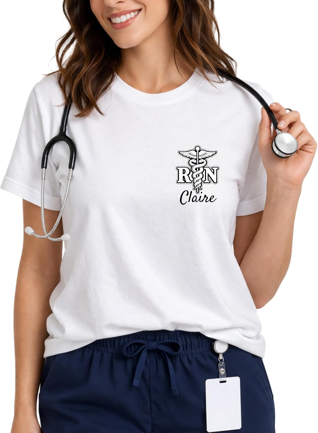 Custom RN Registered Nurse Shirt - Personalized Nurse T-Shirts with Name, Nurses Day Nurses Week Gift Women, Cute Nursing