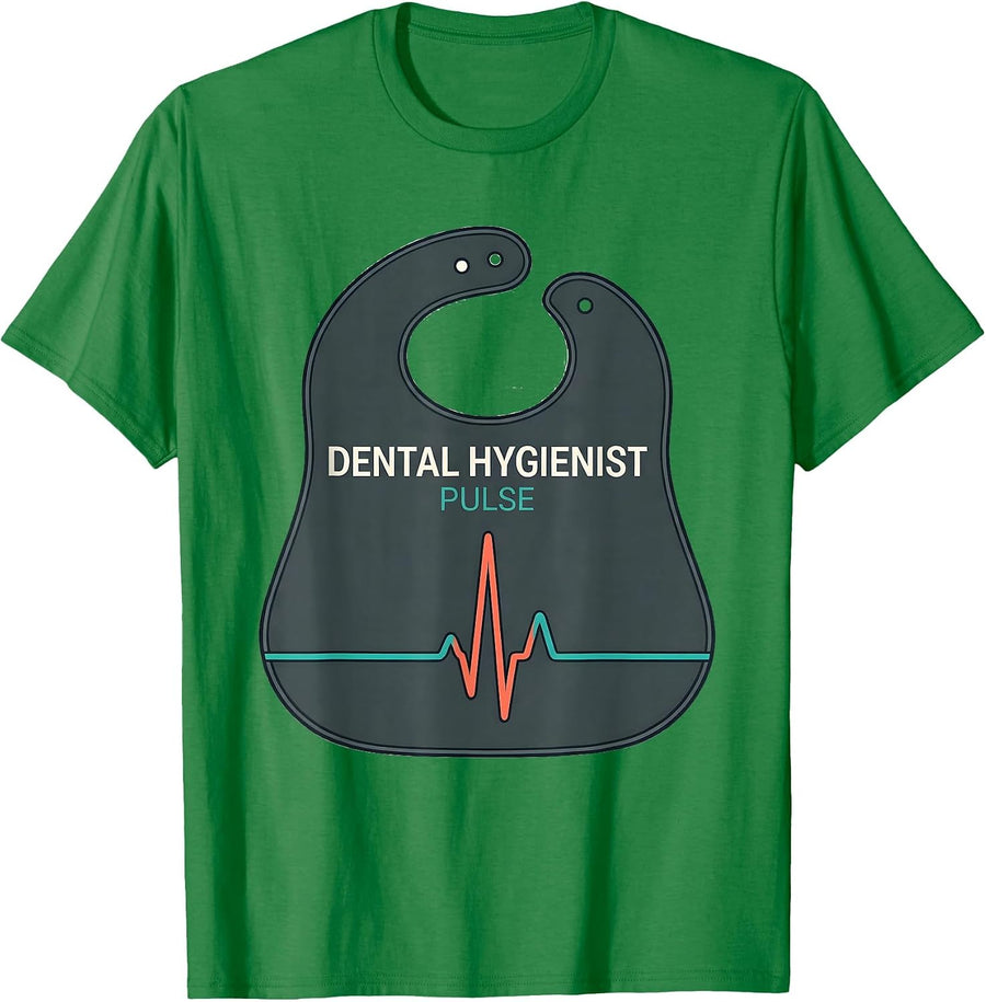 Men's Dental Hygienist Pulse Flat Vector Occupational Pride T-Shirt - Kelly Green