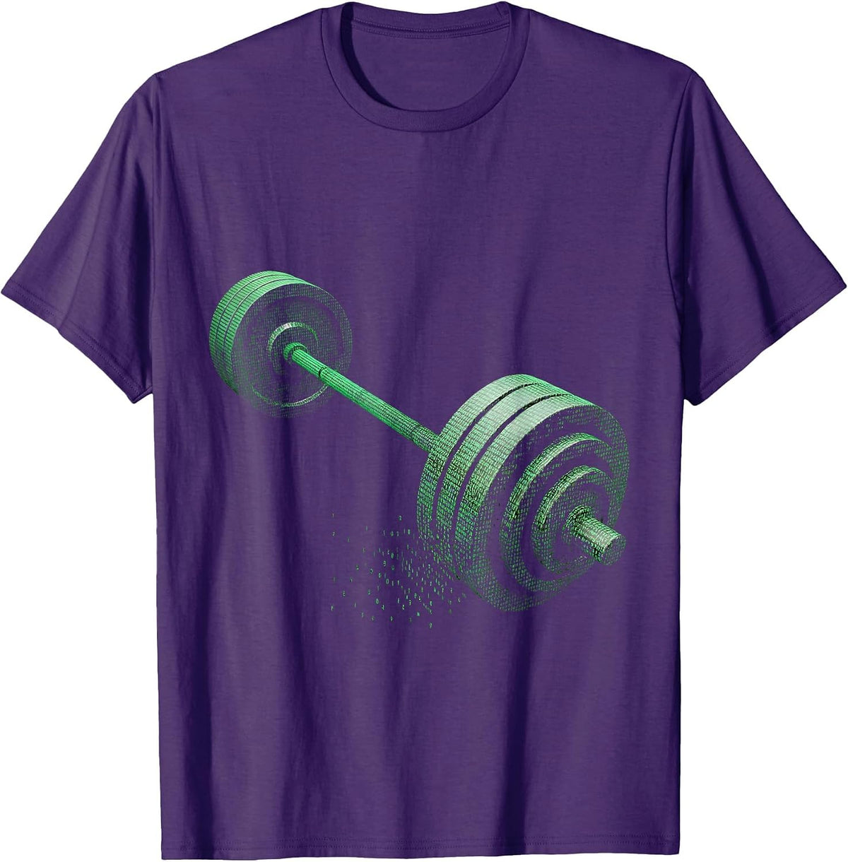 Barbell Glyph Art Gym Humor Weightlifting T-Shirt - Purple