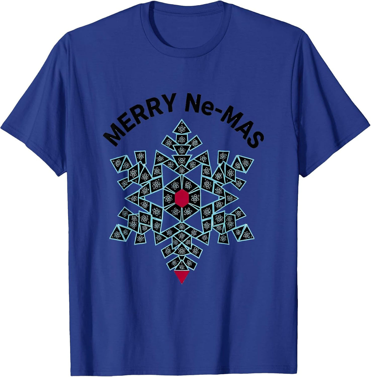 Merry Ne-mas Geometric Snowflake Periodic Table Chemistry T-Shirt - Royal Blue