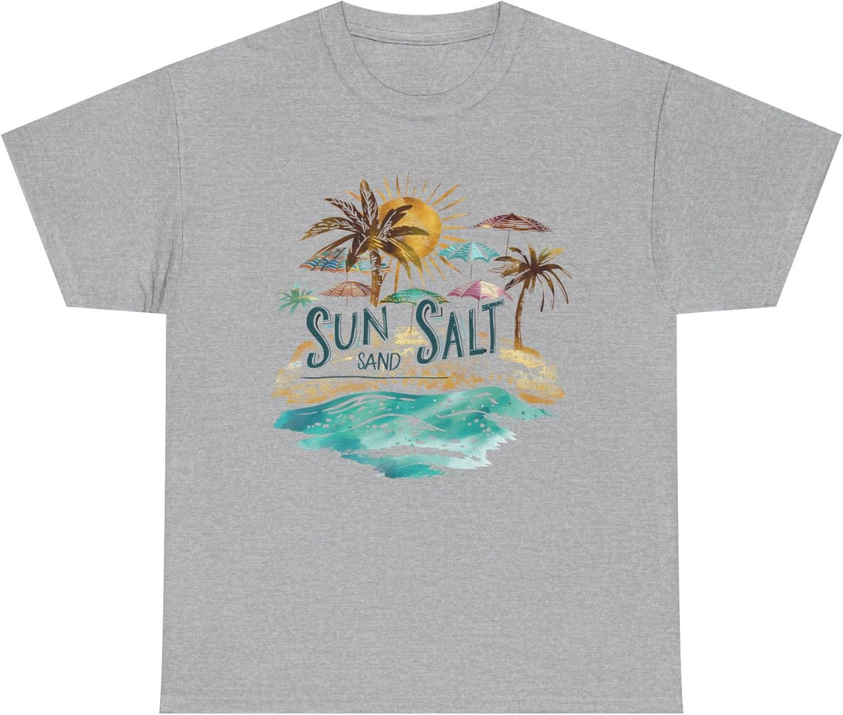 Sun, Salt & Sand Unisex Heavy Cotton Tee - Beach Lovers Shirt, Vacation T-Shirt, Summer Style - Sport Grey