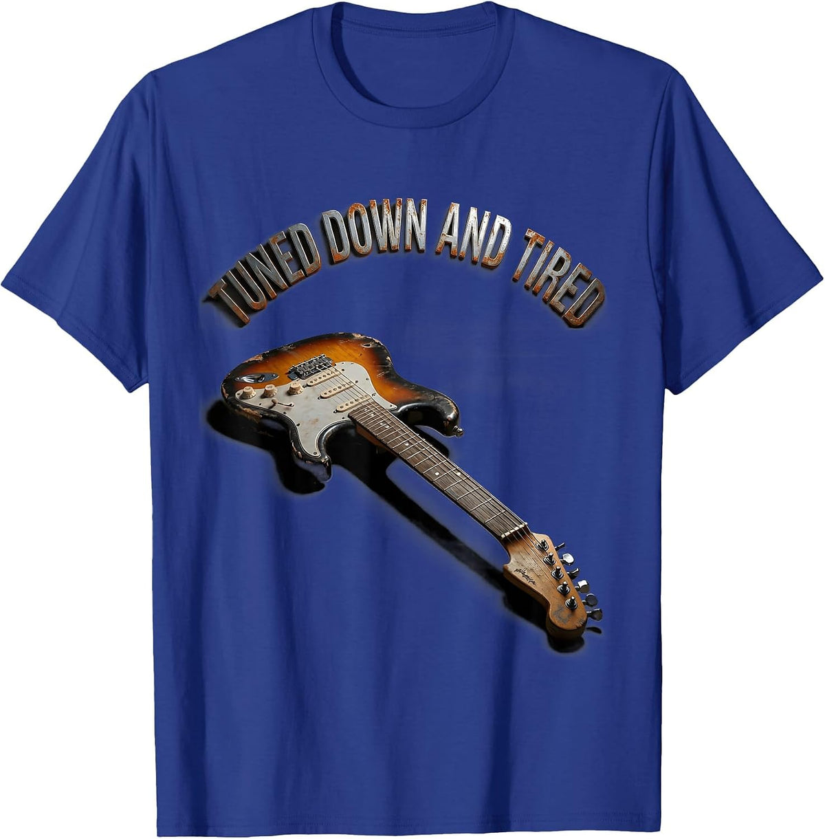 Tuned Down and Tired Grunge Music Design T-Shirt - Royal Blue