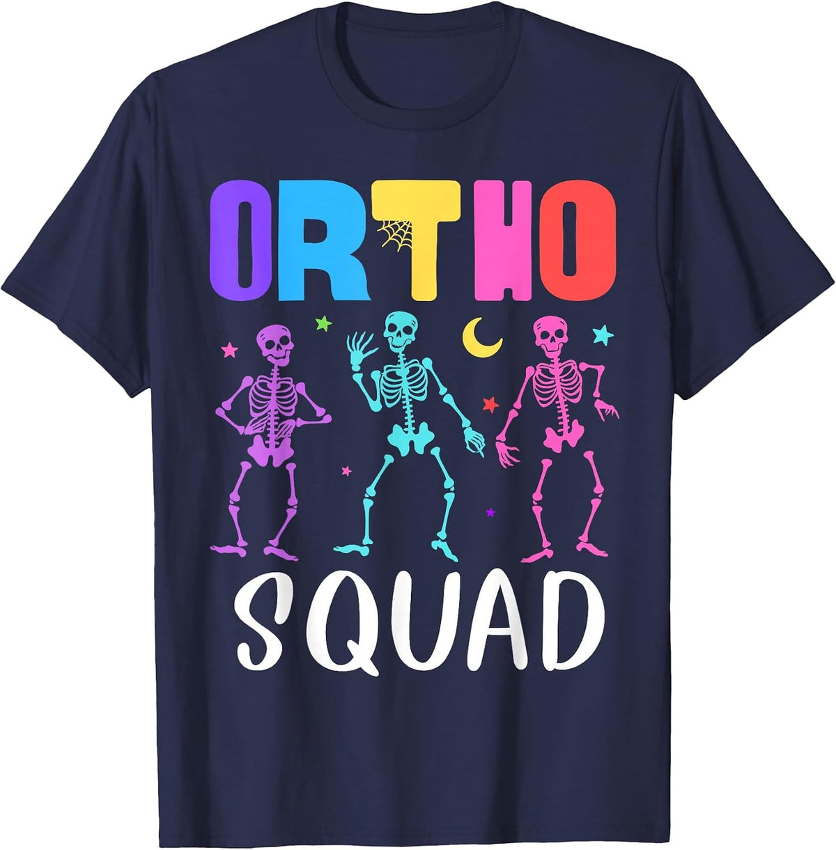 Skeleton Ortho Squad Orthopedic Nurse RN Halloween Costume T-Shirt - Navy Blue