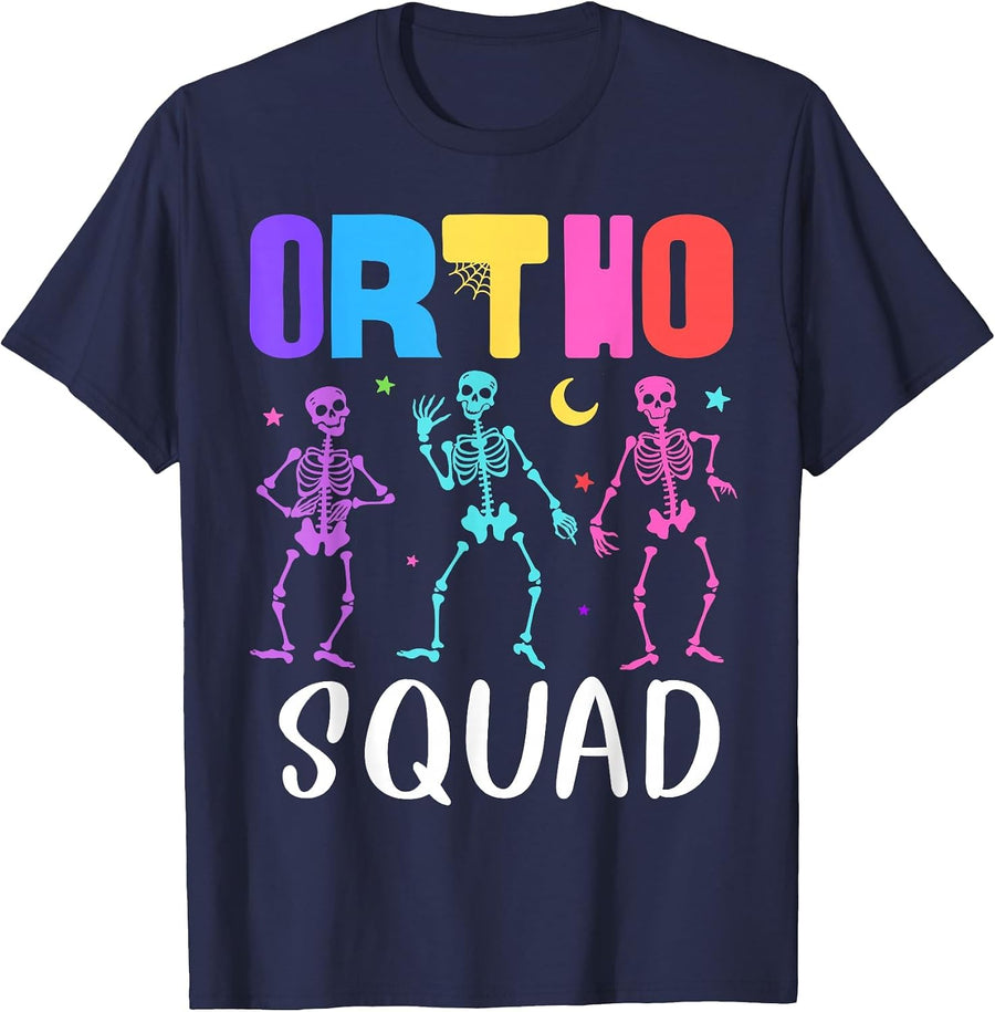 Skeleton Ortho Squad Orthopedic Nurse RN Halloween Costume T-Shirt - Navy Blue