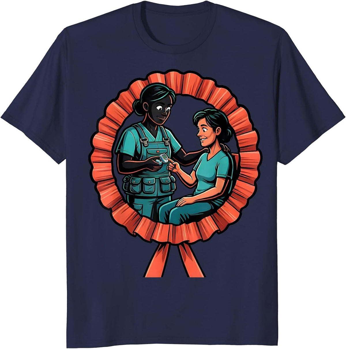 Men's Patient Care Technician Appreciation Cartoon Gift T-Shirt - Navy Blue
