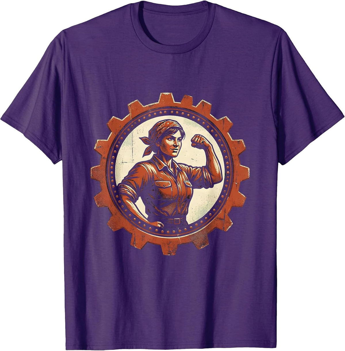 Men's Rosie the Riveter Factory Worker Silhouette T-Shirt - Purple