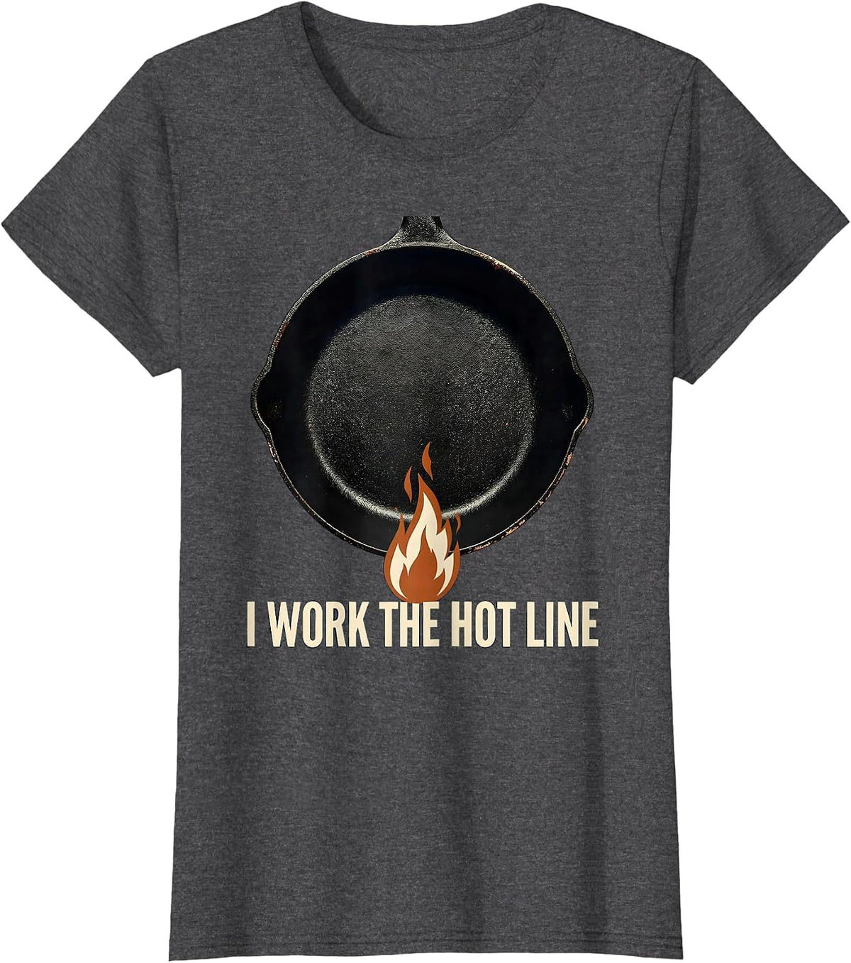 Women's I Work The Hot Line Vintage Funny Chef Line Cook Kitchen T-Shirt - Dark Heather Grey