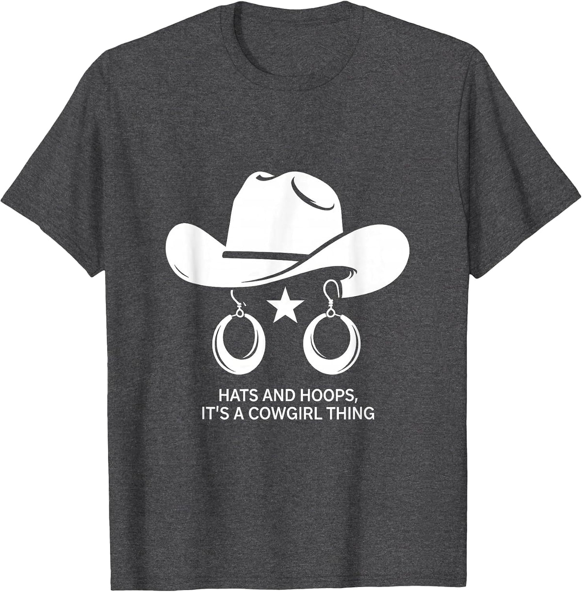 Hats and Hoops It's a Cowgirl Thing Playful Western Pride T-Shirt - Dark Heather Grey