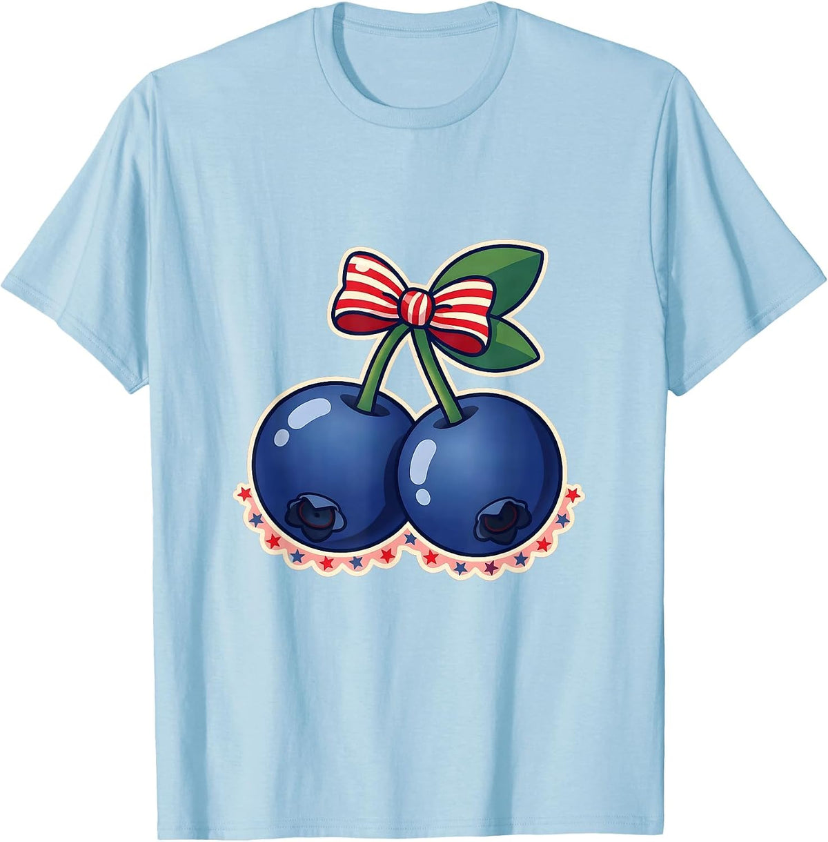 Men's Red White and Blueberries Patriotic Bush Design T-Shirt - Baby Blue