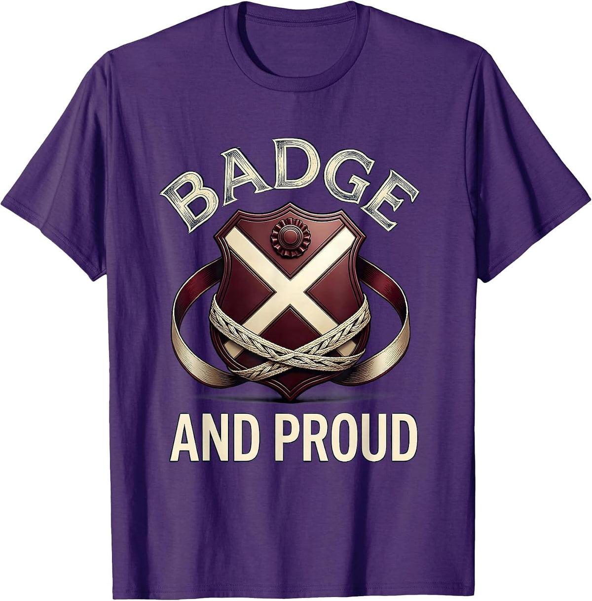 Badge and Proud Police Officer Design T-Shirt - Purple