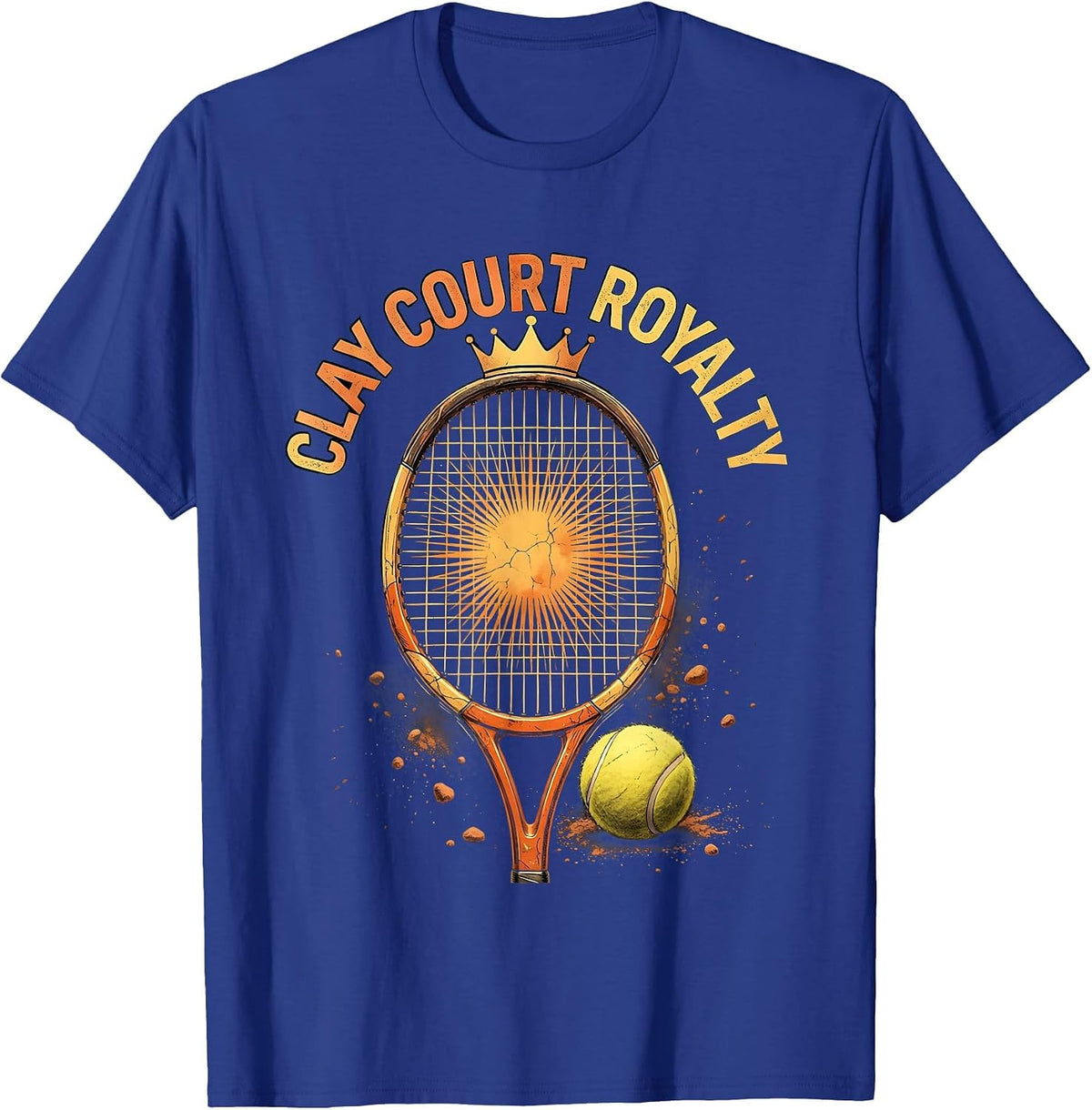 Clay Court Royalty Tennis Graphic Design T-Shirt - Royal Blue