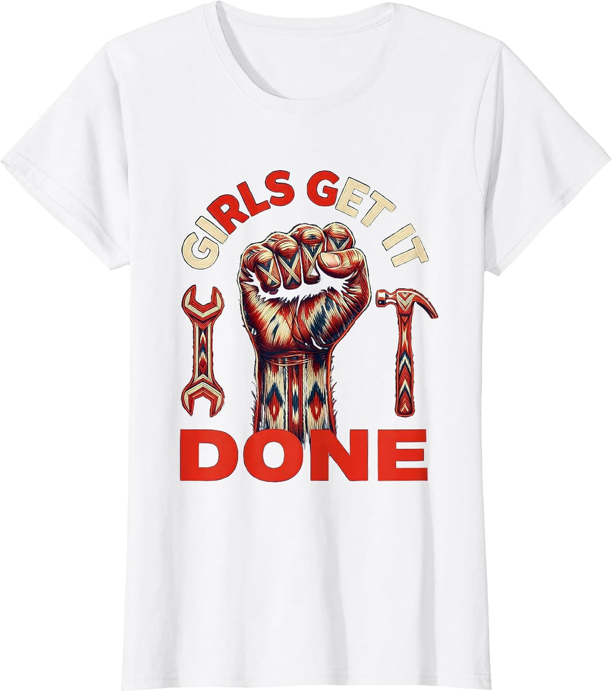Girls Get It Done Labor Day Graphic Design T-Shirt - White