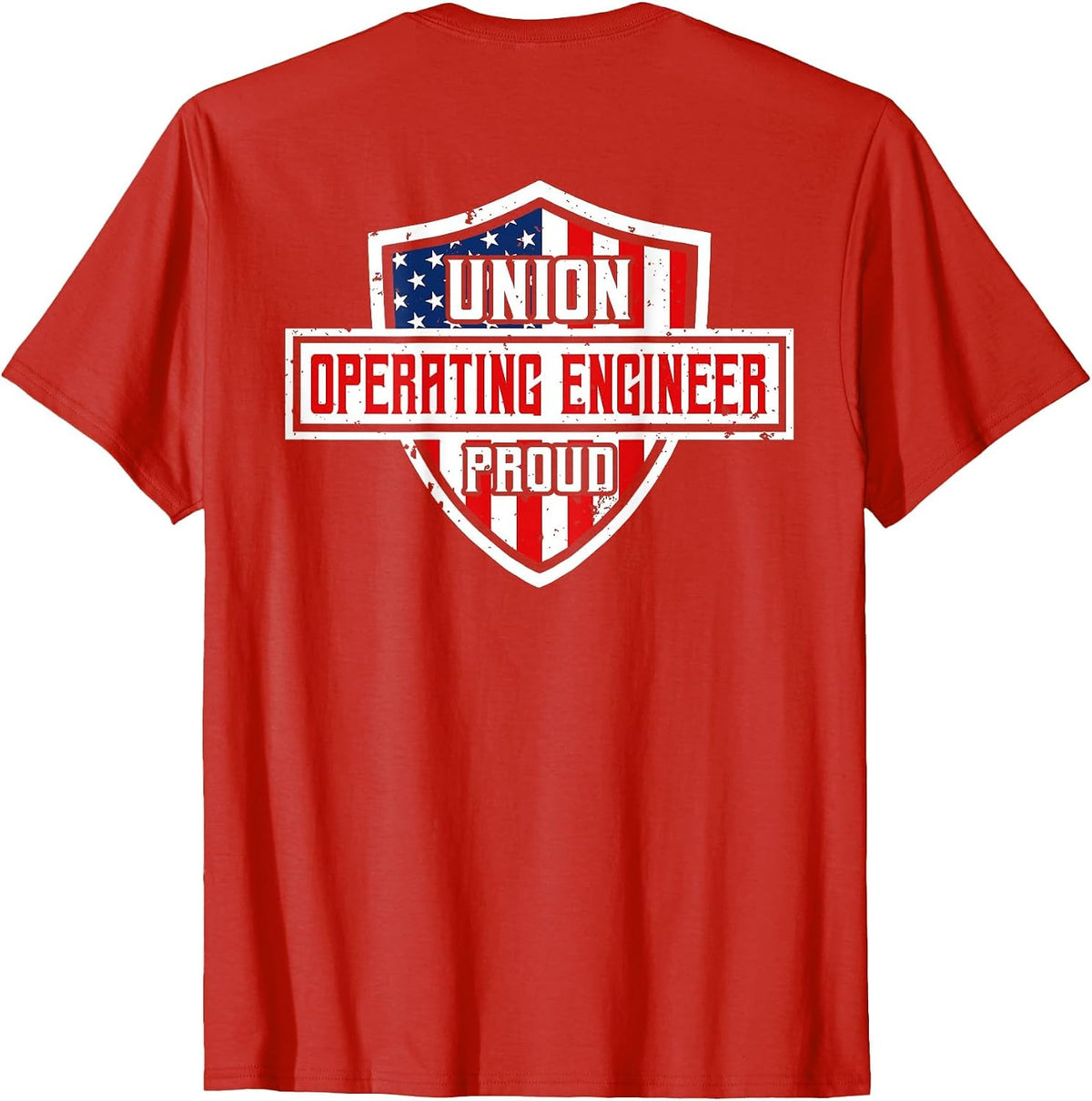 Operating Engineers Design On Back of Clothing T-Shirt - Red